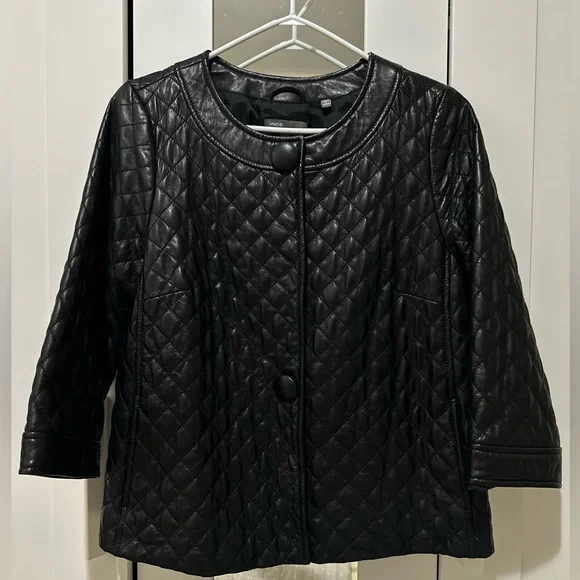VINCE Quilted Jacket 100% leather SIZE 10 - Picture 1 of 4